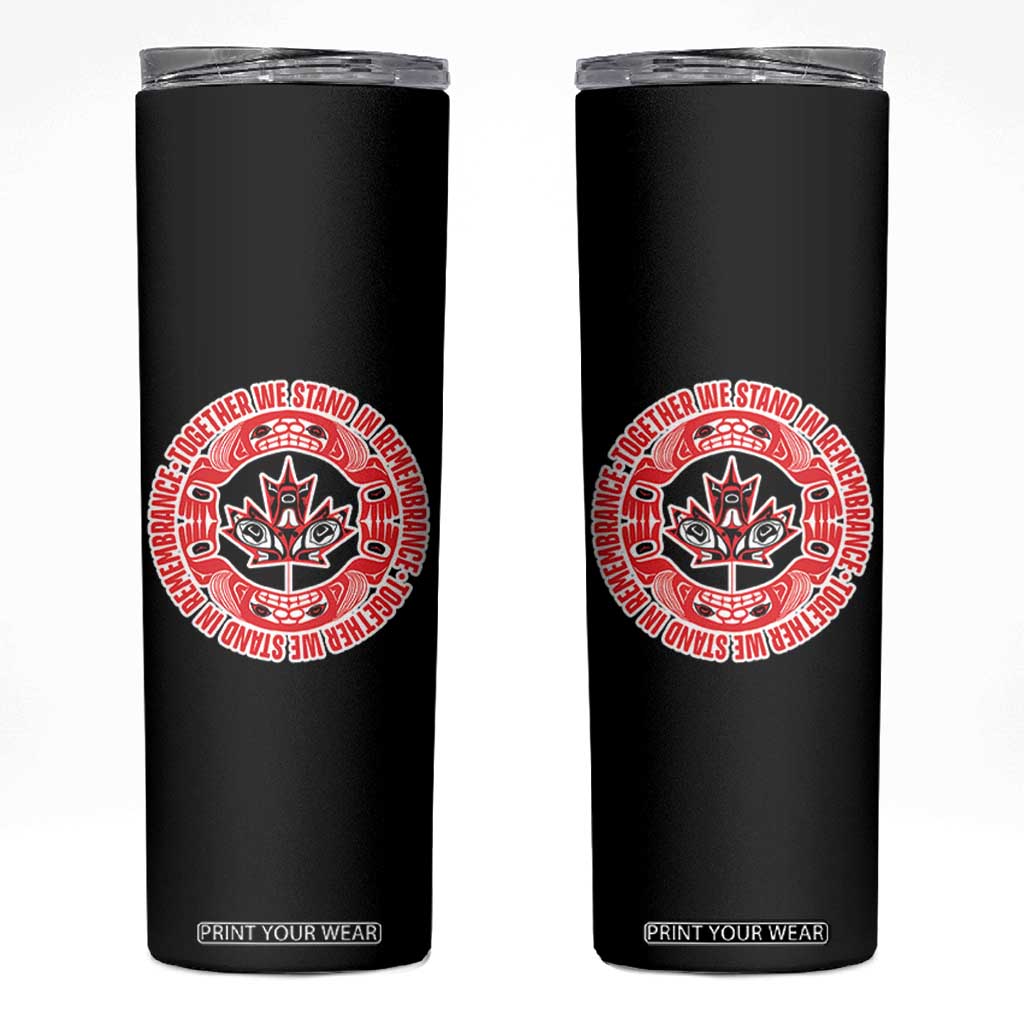Indigenous Children Skinny Tumbler Together We Stand In Remembrance Unity Day Papoose Maple Leaf Native American TS11 Black Print Your Wear