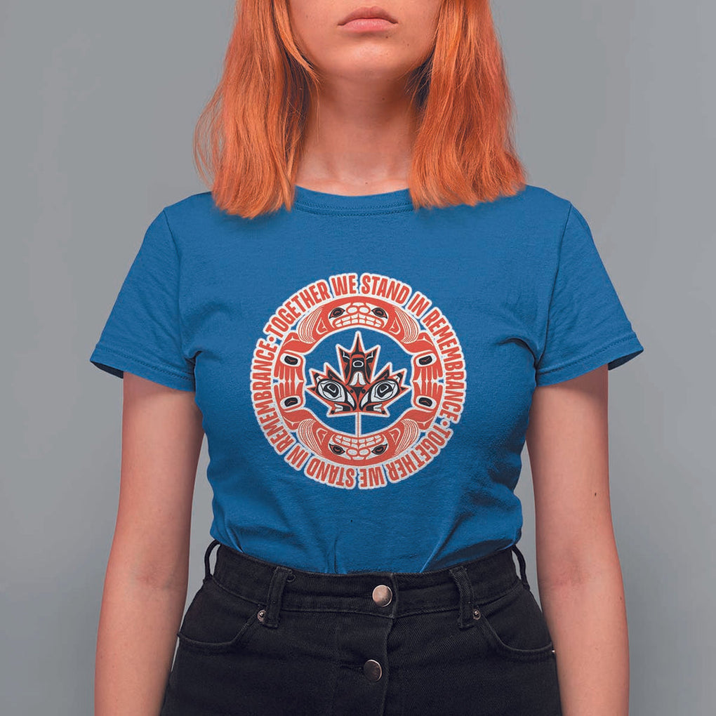 Indigenous Children T Shirt For Women Together We Stand In Remembrance Unity Day Papoose Maple Leaf Native American TS11 Royal Blue Print Your Wear