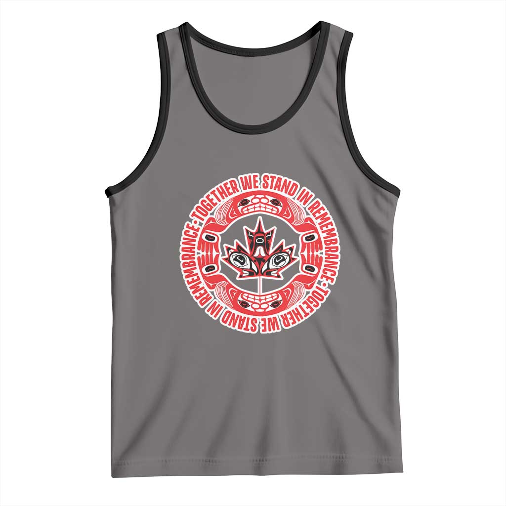 Indigenous Children Tank Top Together We Stand In Remembrance Unity Day Papoose Maple Leaf Native American TS11 Deep Heather Black Print Your Wear
