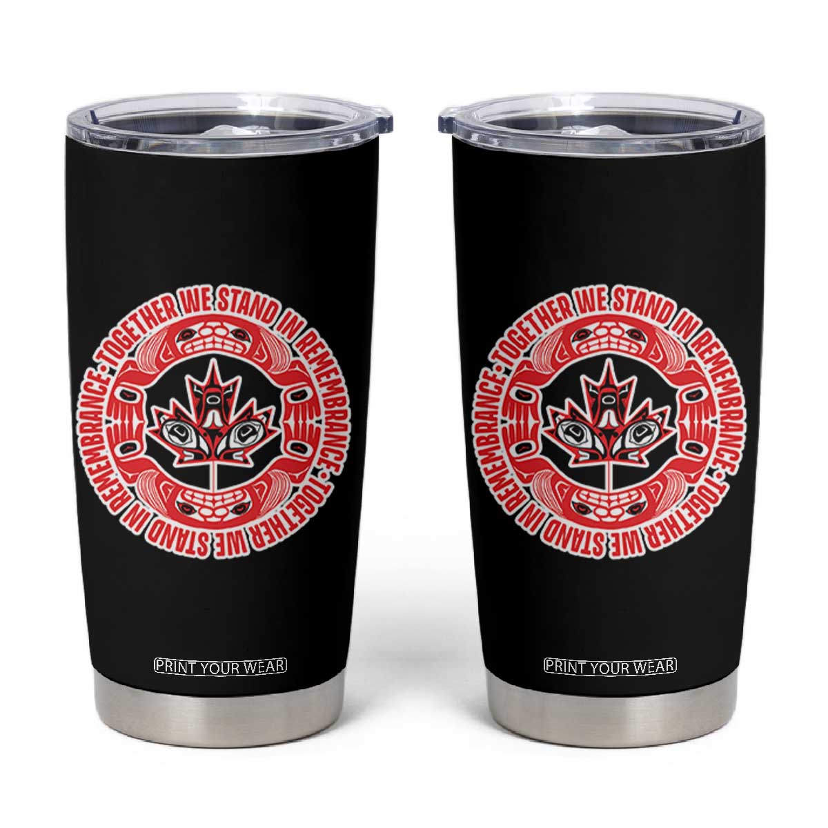 Indigenous Children Tumbler Cup Together We Stand In Remembrance Unity Day Papoose Maple Leaf Native American TS11 Black Print Your Wear
