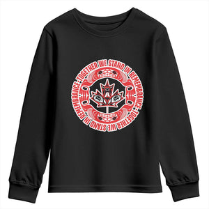 Indigenous Children Youth Sweatshirt Together We Stand In Remembrance Unity Day Papoose Maple Leaf Native American TS11 Black Print Your Wear