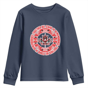 Indigenous Children Youth Sweatshirt Together We Stand In Remembrance Unity Day Papoose Maple Leaf Native American TS11 Navy Print Your Wear