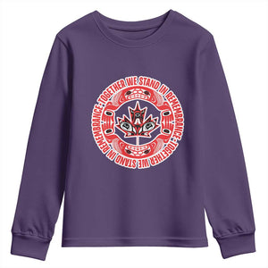 Indigenous Children Youth Sweatshirt Together We Stand In Remembrance Unity Day Papoose Maple Leaf Native American TS11 Purple Print Your Wear