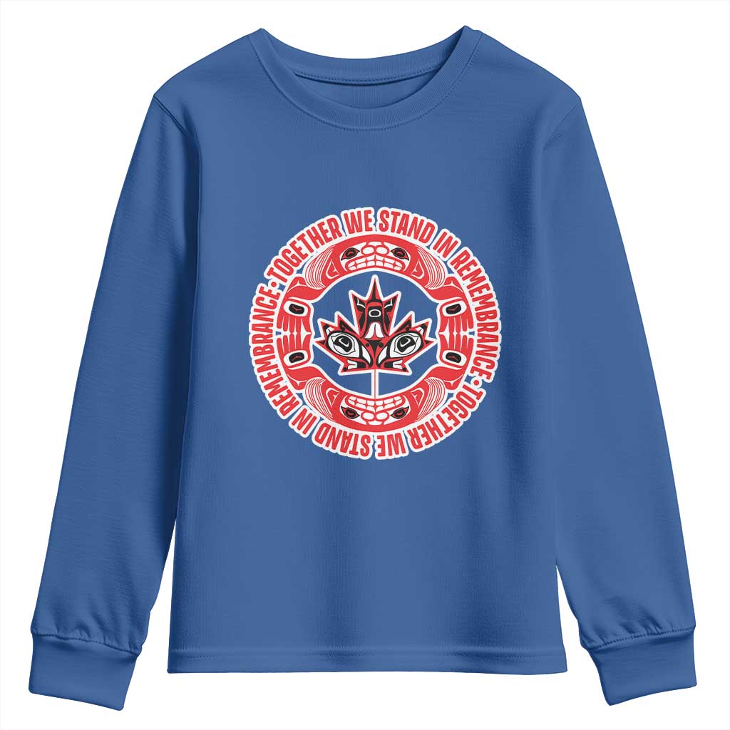 Indigenous Children Youth Sweatshirt Together We Stand In Remembrance Unity Day Papoose Maple Leaf Native American TS11 Royal Blue Print Your Wear