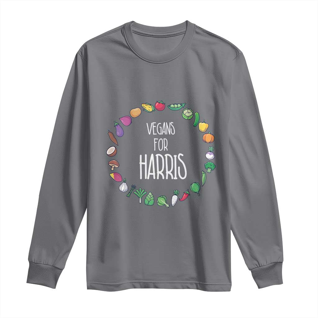 Harris Supporter 2024 Long Sleeve Shirt Vegans For Kamala Vegeterian Veggies TS11 Charcoal Print Your Wear