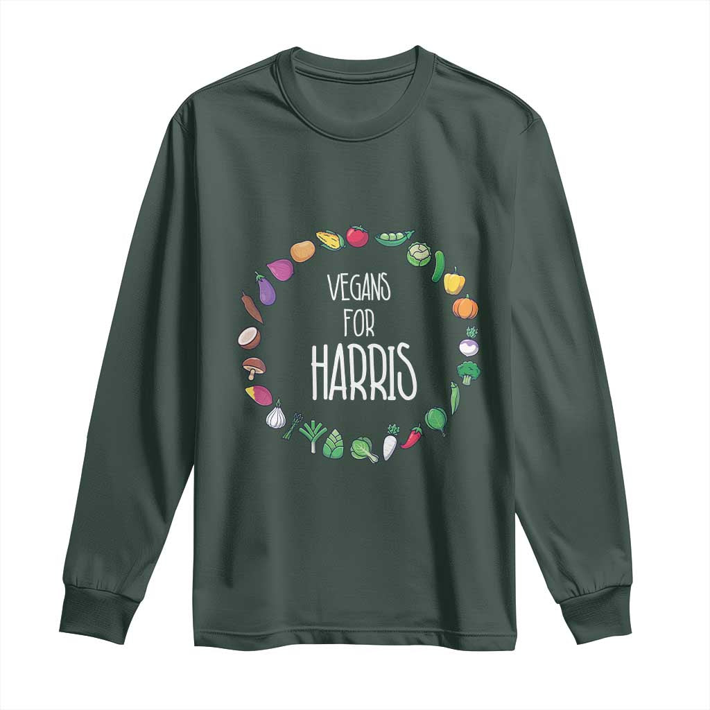 Harris Supporter 2024 Long Sleeve Shirt Vegans For Kamala Vegeterian Veggies TS11 Dark Forest Green Print Your Wear