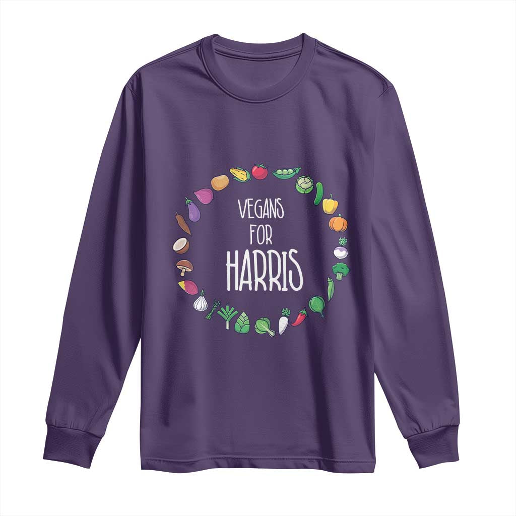 Harris Supporter 2024 Long Sleeve Shirt Vegans For Kamala Vegeterian Veggies TS11 Purple Print Your Wear