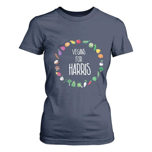 Harris Supporter 2024 T Shirt For Women Vegans For Kamala Vegeterian Veggies TS11 Navy Print Your Wear