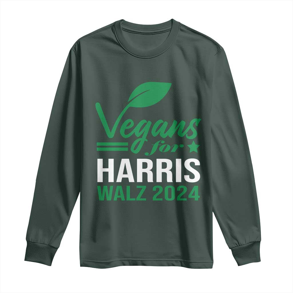 Kamala Supporter 2024 Long Sleeve Shirt Vegans For Harris Walz 2024 Veggies TS11 Dark Forest Green Print Your Wear