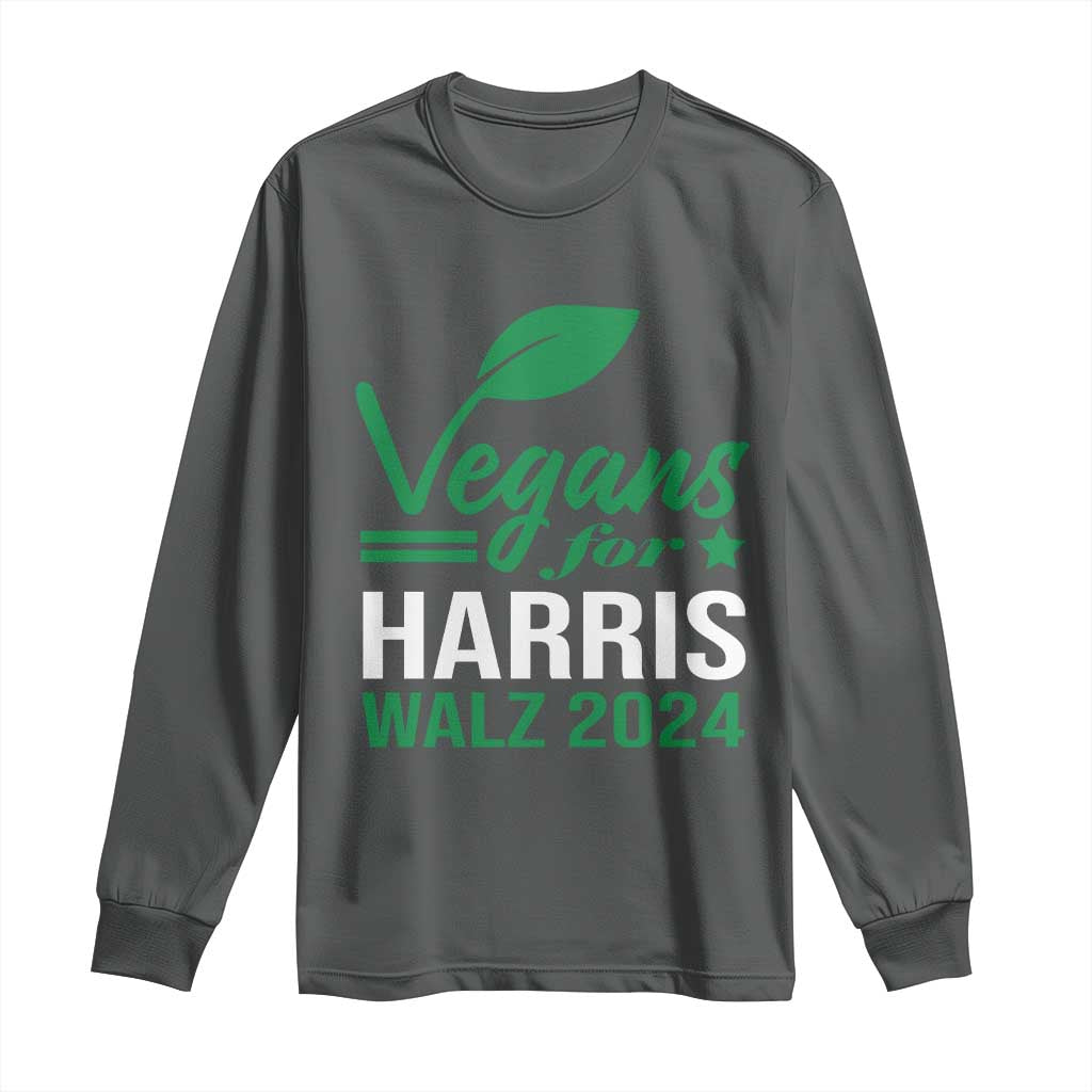 Kamala Supporter 2024 Long Sleeve Shirt Vegans For Harris Walz 2024 Veggies TS11 Dark Heather Print Your Wear