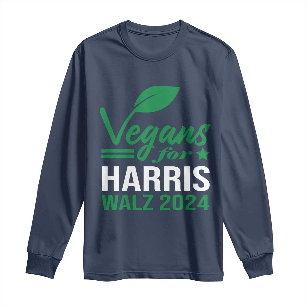 Kamala Supporter 2024 Long Sleeve Shirt Vegans For Harris Walz 2024 Veggies TS11 Navy Print Your Wear