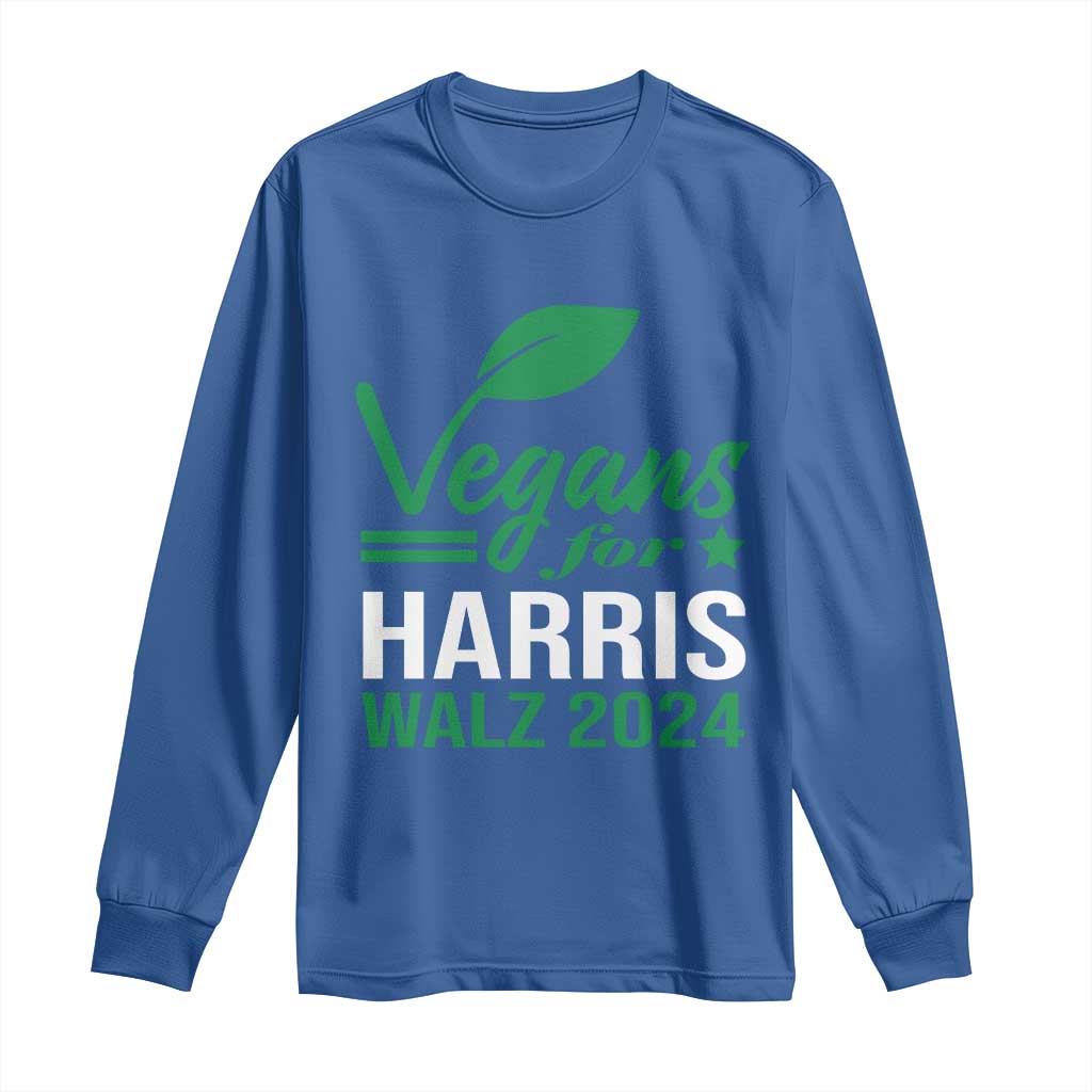 Kamala Supporter 2024 Long Sleeve Shirt Vegans For Harris Walz 2024 Veggies TS11 Royal Blue Print Your Wear