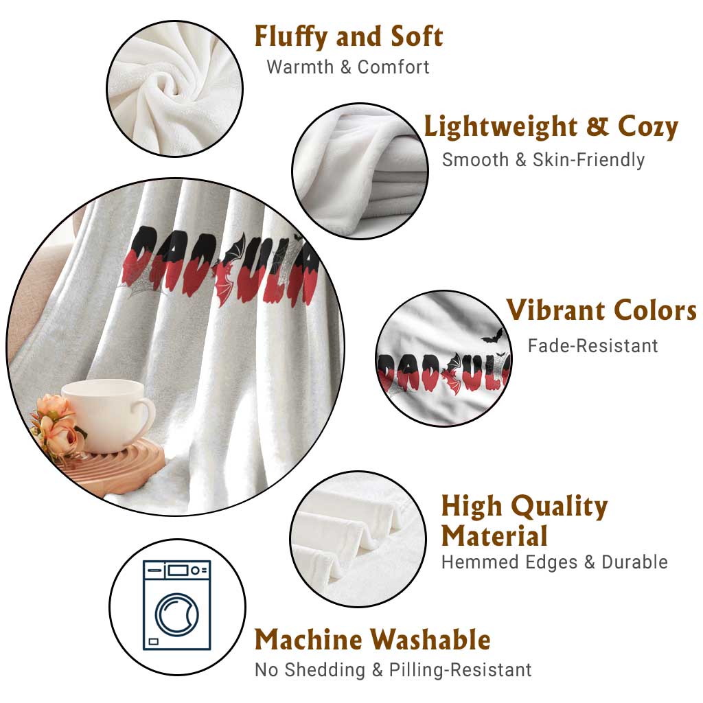 Halloween Couple Matching Throw Blanket Dadcula Couples Daddy Husband Vampire Bat Spider Web TS11 Print Your Wear