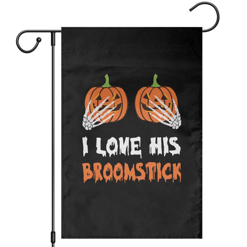 Halloween Couple Matching Garden Flag I Love His Broomstick Pumpkin Skeleton Hand TS11 Black Print Your Wear
