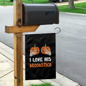 Halloween Couple Matching Garden Flag I Love His Broomstick Pumpkin Skeleton Hand TS11 Print Your Wear