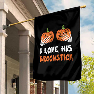 Halloween Couple Matching Garden Flag I Love His Broomstick Pumpkin Skeleton Hand TS11 Print Your Wear