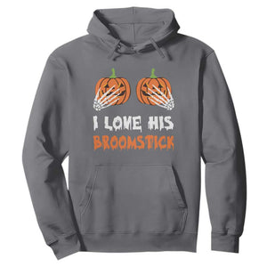 Halloween Couple Matching Hoodie I Love His Broomstick Pumpkin Skeleton Hand TS11 Charcoal Print Your Wear