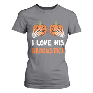 Halloween Couple Matching T Shirt For Women I Love His Broomstick Pumpkin Skeleton Hand TS11 Charcoal Print Your Wear