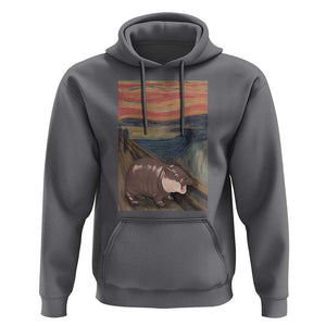 Funny Moo Deng Hoodie Cute Hippo Zoo Scream Art Meme Baby Pygmy Edvard Munch TS11 Charcoal Print Your Wear