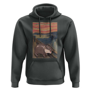 Funny Moo Deng Hoodie Cute Hippo Zoo Scream Art Meme Baby Pygmy Edvard Munch TS11 Dark Heather Print Your Wear