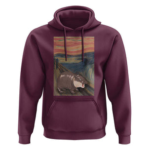 Funny Moo Deng Hoodie Cute Hippo Zoo Scream Art Meme Baby Pygmy Edvard Munch TS11 Maroon Print Your Wear
