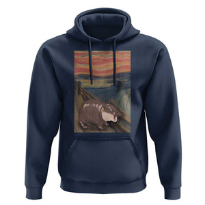 Funny Moo Deng Hoodie Cute Hippo Zoo Scream Art Meme Baby Pygmy Edvard Munch TS11 Navy Print Your Wear