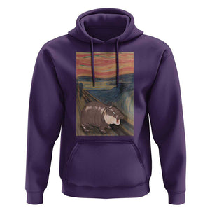 Funny Moo Deng Hoodie Cute Hippo Zoo Scream Art Meme Baby Pygmy Edvard Munch TS11 Purple Print Your Wear