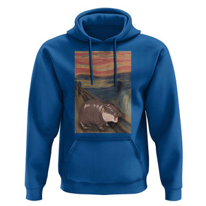 Funny Moo Deng Hoodie Cute Hippo Zoo Scream Art Meme Baby Pygmy Edvard Munch TS11 Royal Blue Print Your Wear