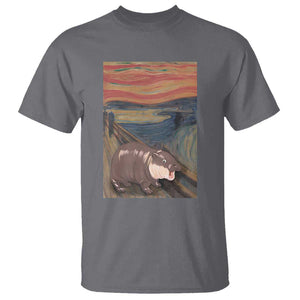 Funny Moo Deng T Shirt Cute Hippo Zoo Scream Art Meme Baby Pygmy Edvard Munch TS11 Charcoal Print Your Wear