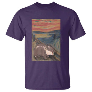 Funny Moo Deng T Shirt Cute Hippo Zoo Scream Art Meme Baby Pygmy Edvard Munch TS11 Purple Print Your Wear