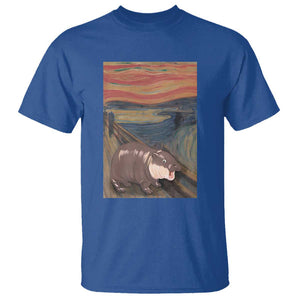 Funny Moo Deng T Shirt Cute Hippo Zoo Scream Art Meme Baby Pygmy Edvard Munch TS11 Royal Blue Print Your Wear