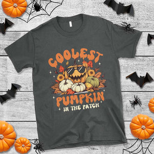 Funny Halloween T Shirt Coolest Pumpkin In The Patch Autumn Maple Leaf Flower TS11 Dark Heather Print Your Wear