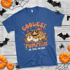 Funny Halloween T Shirt Coolest Pumpkin In The Patch Autumn Maple Leaf Flower TS11 Royal Blue Print Your Wear