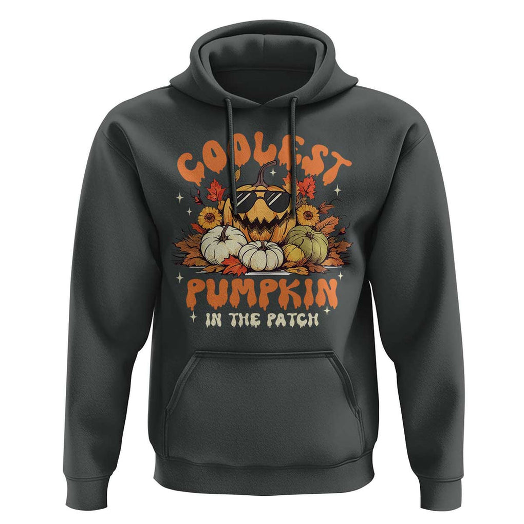 Funny Halloween Hoodie Coolest Pumpkin In The Patch Autumn Maple Leaf Flower TS11 Dark Heather Print Your Wear