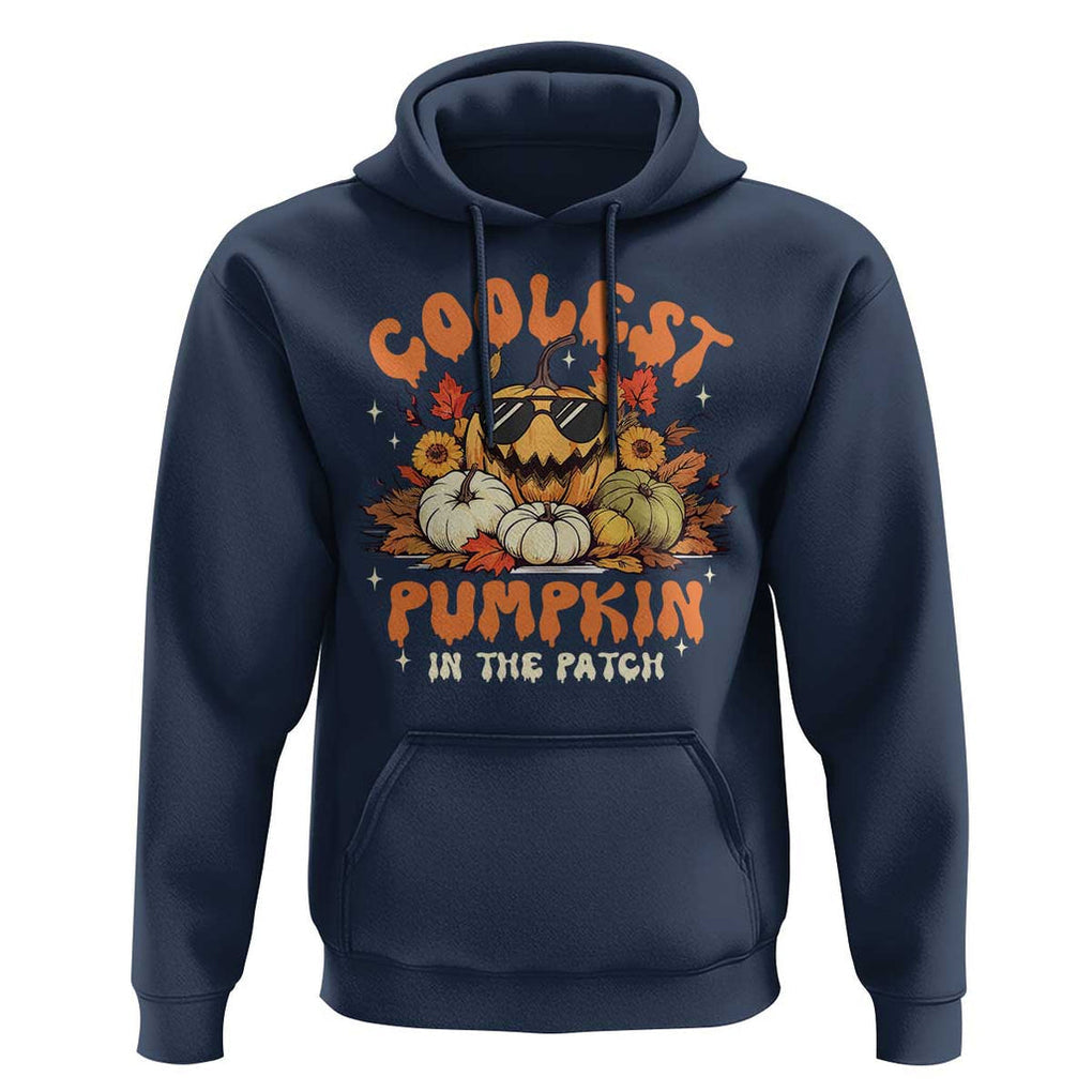 Funny Halloween Hoodie Coolest Pumpkin In The Patch Autumn Maple Leaf Flower TS11 Navy Print Your Wear
