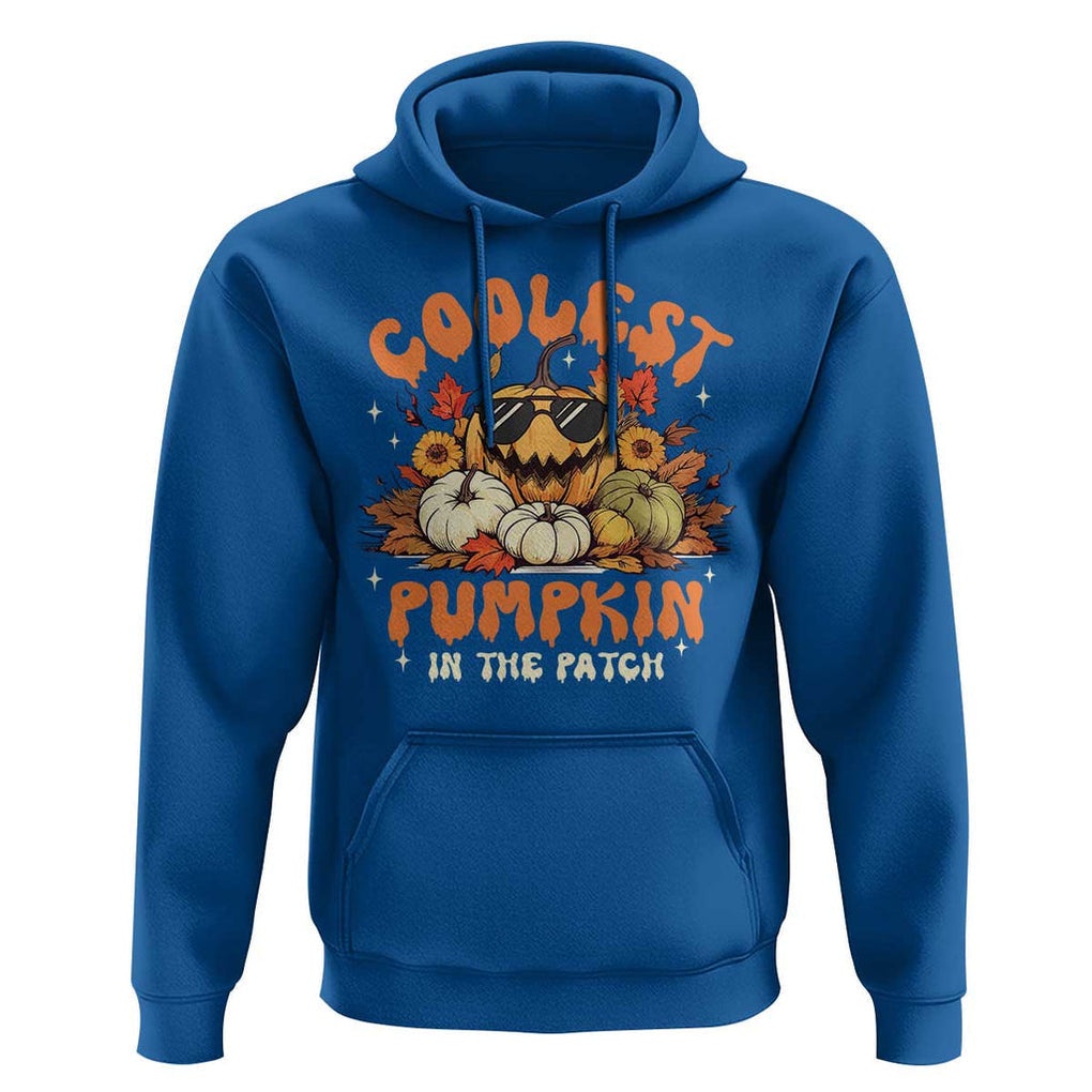 Funny Halloween Hoodie Coolest Pumpkin In The Patch Autumn Maple Leaf Flower TS11 Royal Blue Print Your Wear