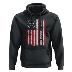 Trump 2024 Hoodie You Missed Twice 0 2 Vintage American Flag Star TS11 Black Print Your Wear