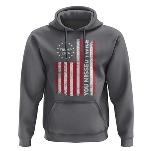 Trump 2024 Hoodie You Missed Twice 0 2 Vintage American Flag Star TS11 Charcoal Print Your Wear