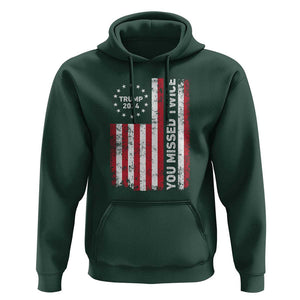 Trump 2024 Hoodie You Missed Twice 0 2 Vintage American Flag Star TS11 Dark Forest Green Print Your Wear