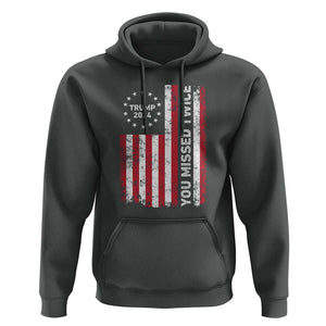 Trump 2024 Hoodie You Missed Twice 0 2 Vintage American Flag Star TS11 Dark Heather Print Your Wear