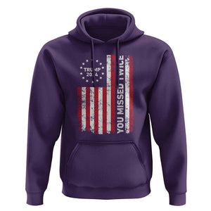Trump 2024 Hoodie You Missed Twice 0 2 Vintage American Flag Star TS11 Purple Print Your Wear