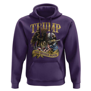 Trump Support Hoodie You Missed Again Eagle Gun Vintage American Flag TS11 Purple Print Your Wear