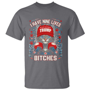 Funny Trump T Shirt I Have Nine Lives Bitches Cat American Flag Boxing TS11 Charcoal Print Your Wear