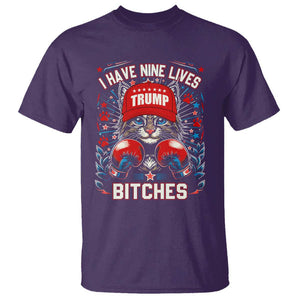 Funny Trump T Shirt I Have Nine Lives Bitches Cat American Flag Boxing TS11 Purple Print Your Wear