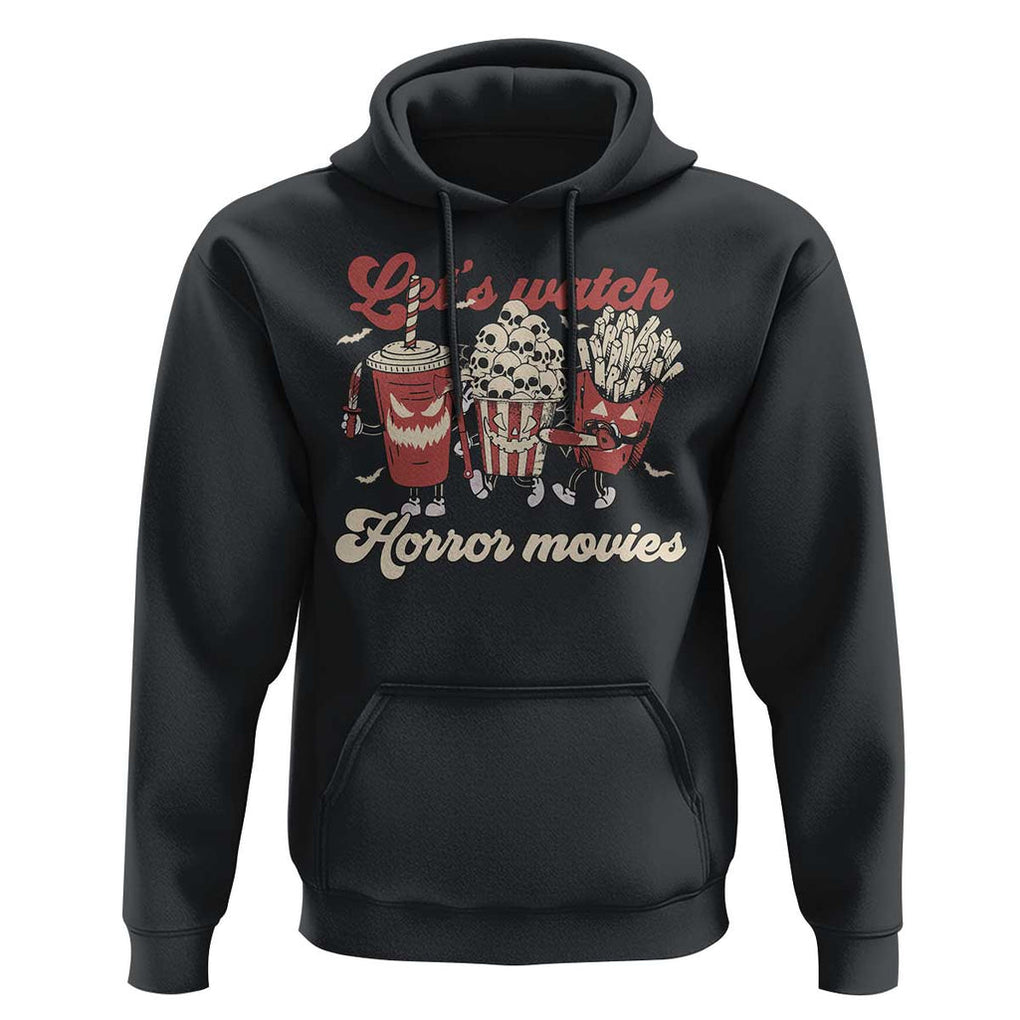 Funny Halloween Hoodie Let's Watch Horror Movies Popcorn Drinks Murderer Bat TS11 Black Print Your Wear