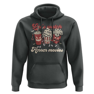 Funny Halloween Hoodie Let's Watch Horror Movies Popcorn Drinks Murderer Bat TS11 Dark Heather Print Your Wear