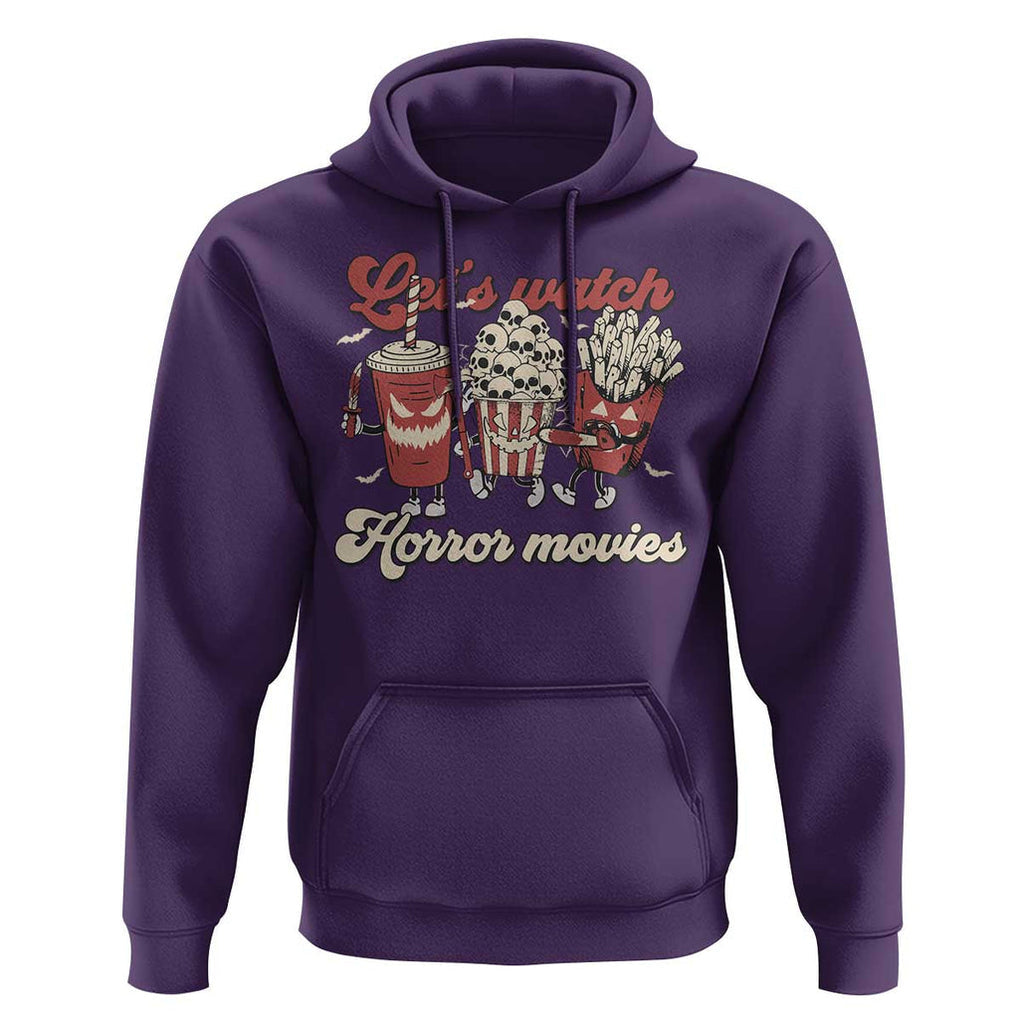 Funny Halloween Hoodie Let's Watch Horror Movies Popcorn Drinks Murderer Bat TS11 Purple Print Your Wear