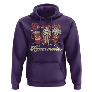 Funny Halloween Hoodie Let's Watch Horror Movies Popcorn Drinks Murderer Bat TS11 Purple Print Your Wear