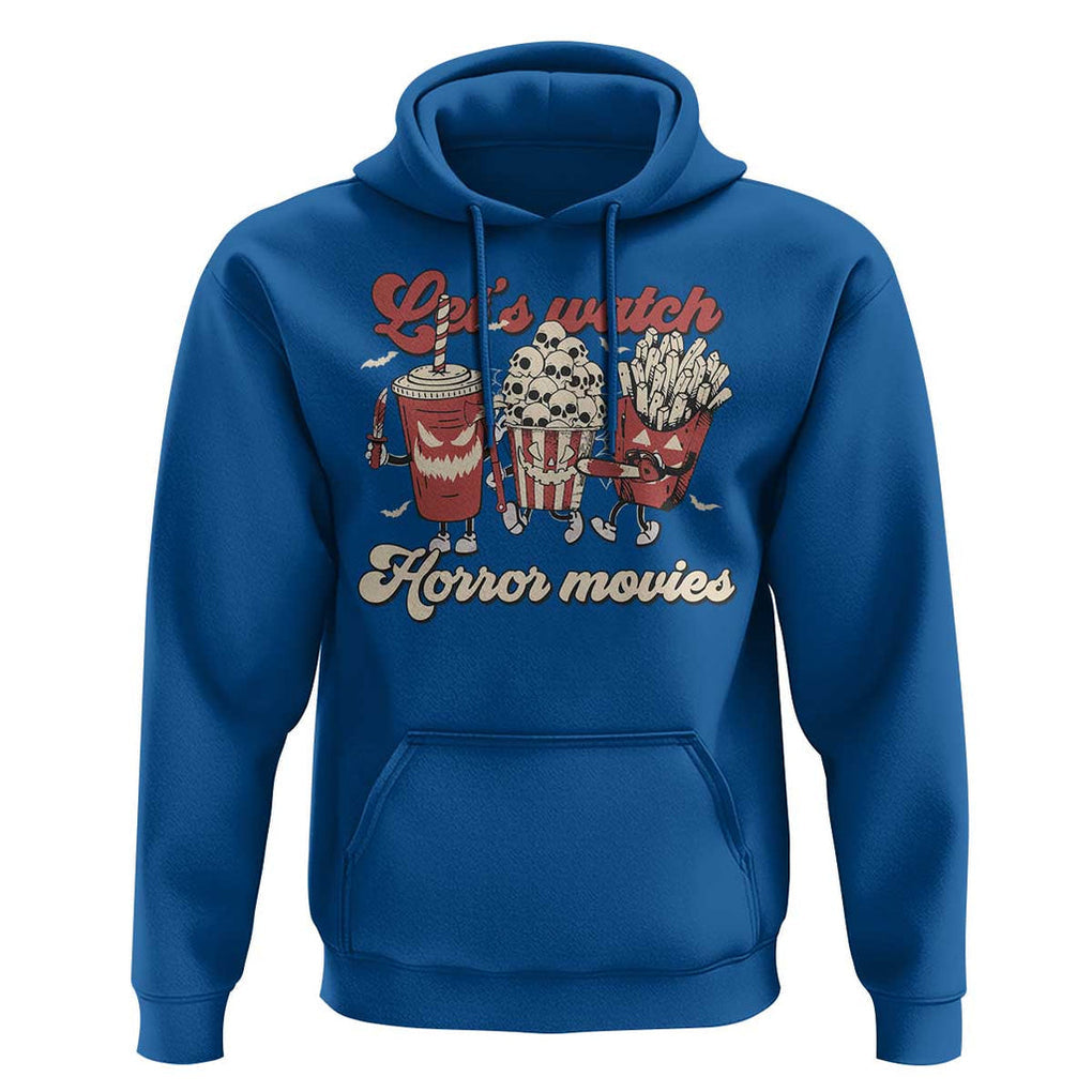 Funny Halloween Hoodie Let's Watch Horror Movies Popcorn Drinks Murderer Bat TS11 Royal Blue Print Your Wear