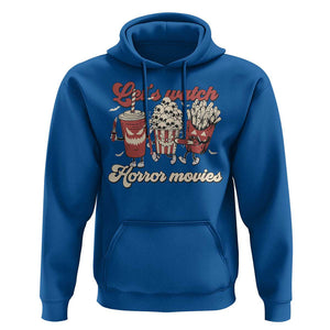 Funny Halloween Hoodie Let's Watch Horror Movies Popcorn Drinks Murderer Bat TS11 Royal Blue Print Your Wear
